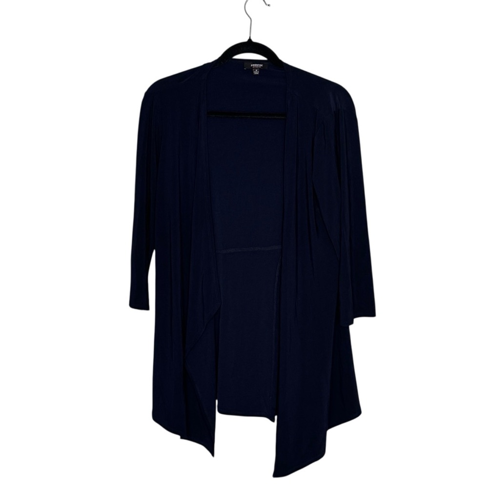 Premise Studio Size Med Blue Polyester Sheer/Spandex Open Cardigan w Back Split